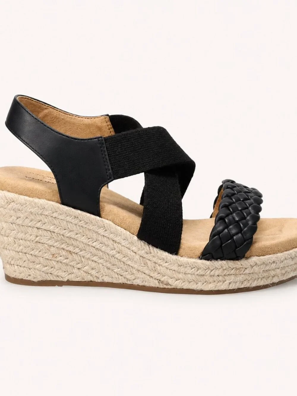 Sonoma Coraa Womens Wedge Sandals Black Strap Ortholite Eco Size 7.5 M